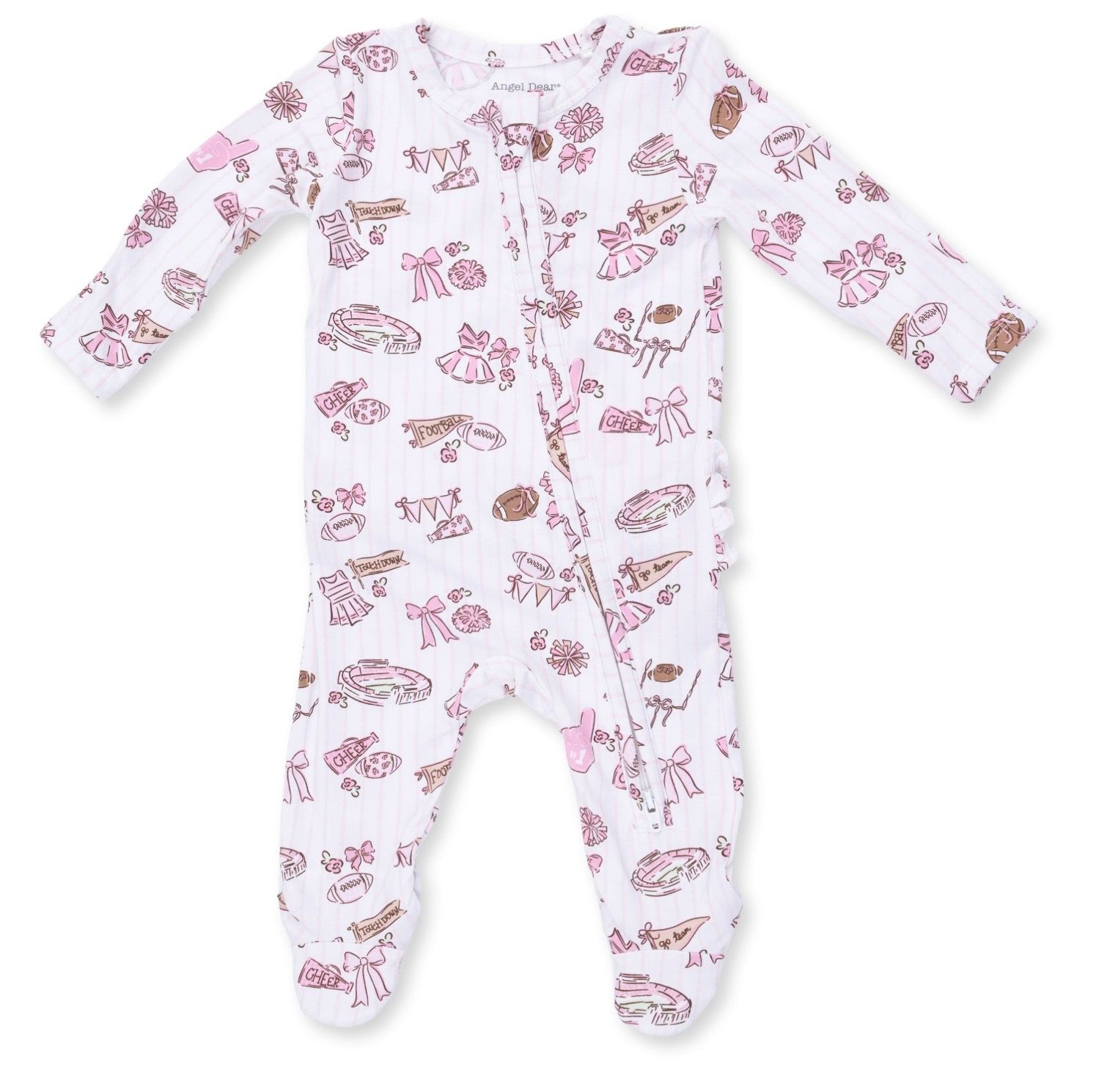 Zipper Footie - Football Cheer, Color: White, Size: 3-6M