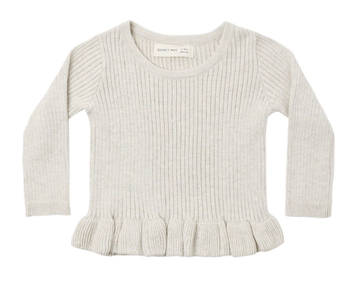 Heather Rib Knit Top, Color: Oatmeal, Size: 3-6M