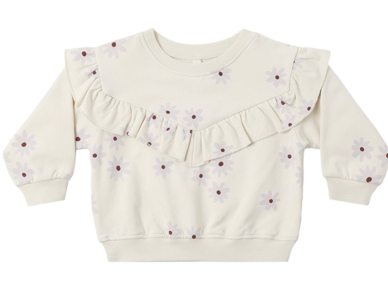 Daisy Fleece Sweatshirt, Color: Natural, Size: 0-3M