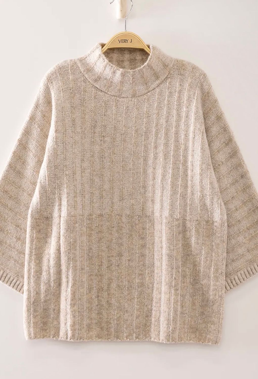 Molly Ribbed Sweater, Color: Oatmeal, Size: Small