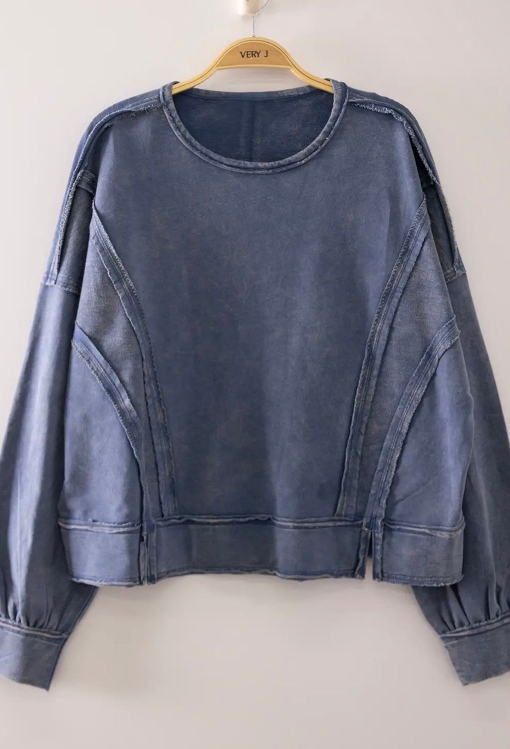 Vintage Washed Top - Plus Size, Color: Denim, Size: 1X