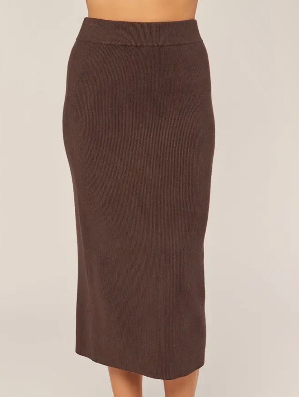 Poppy Ribbed Midi Skirt, Color: Chocolate, Size: Small