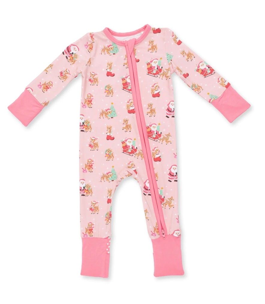 Vintage Reindeer &amp; Santa, Color: Pink, Size: 0/3M