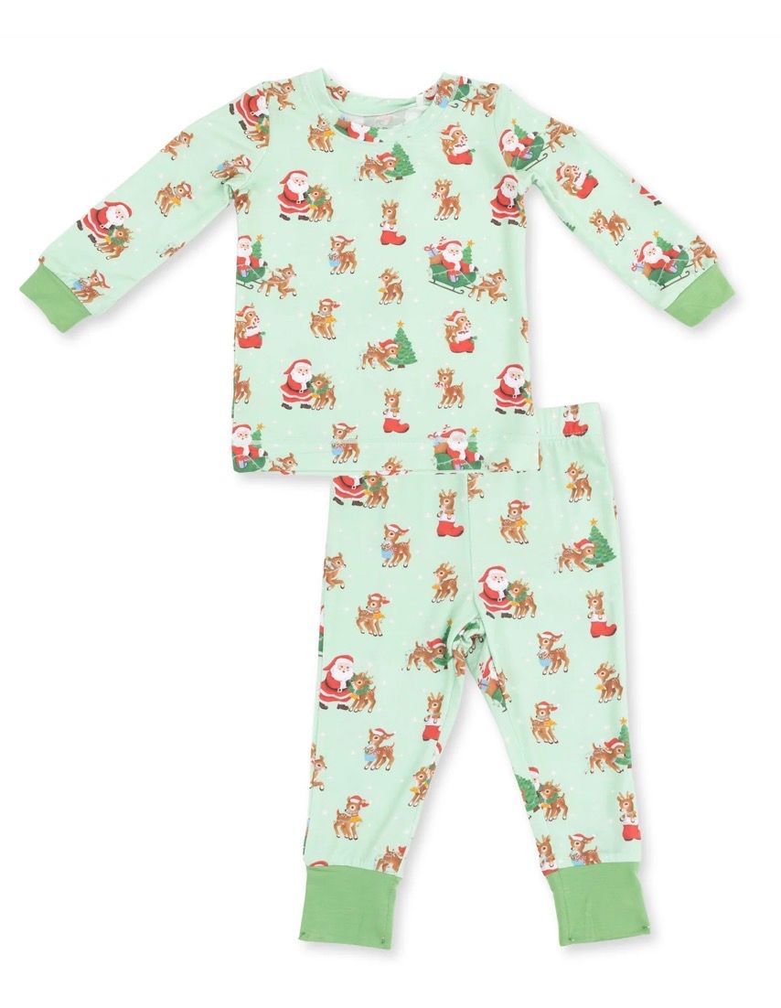 Vintage Reindeer &amp; Santa Lounge Set, Color: Green, Size: 18/24M