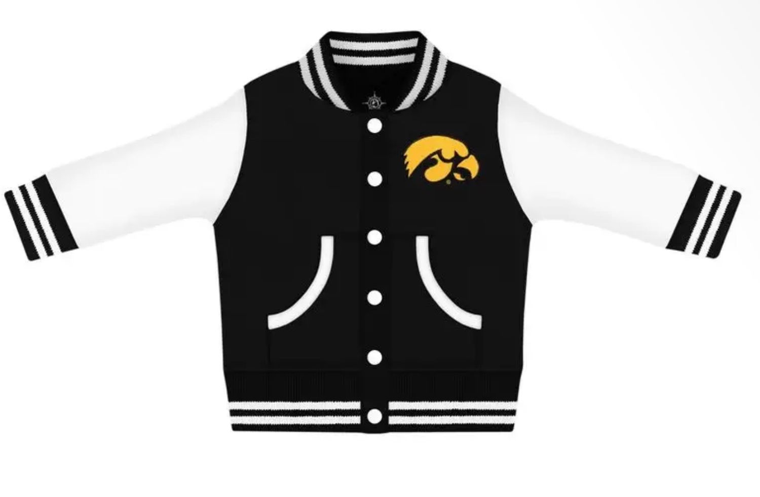 Hawkeye Varsity Jacket - Black/White, Color: Black/White, Size: 0-3M