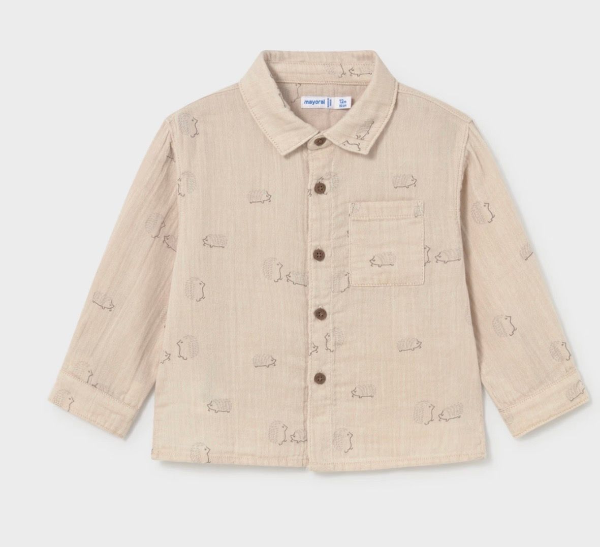 Crinkle Cotton Shirt, Color: Dark Tofu, Size: Size 4