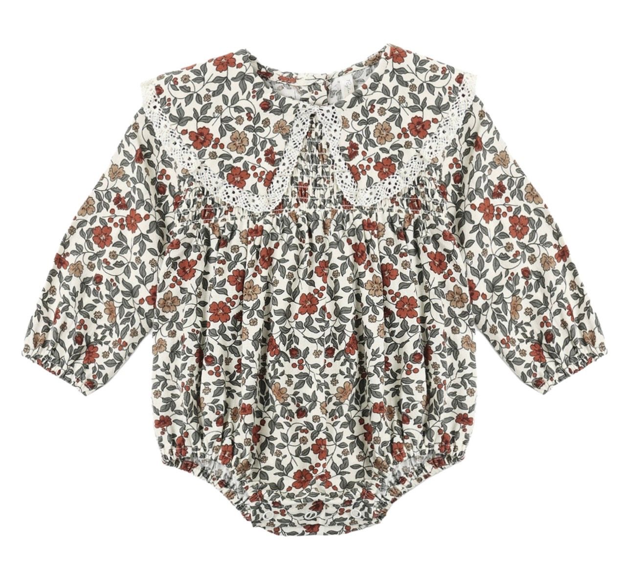 Fern Floral Romper, Color: Natural, Size: 0-3M