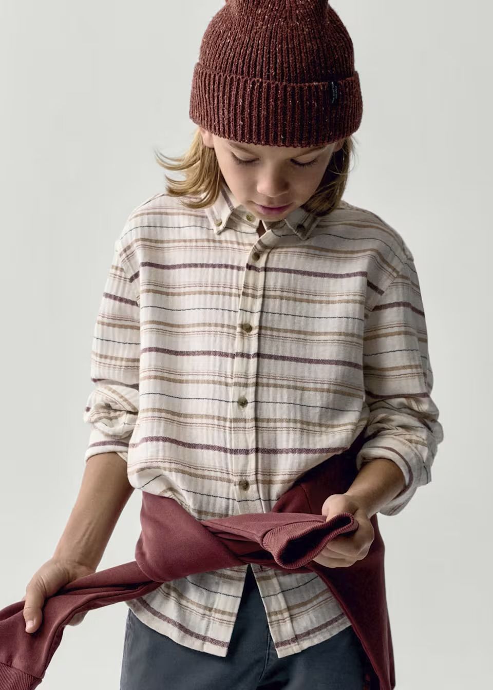 Mark Button Up, Color: Cream Striped, Size: Size 4