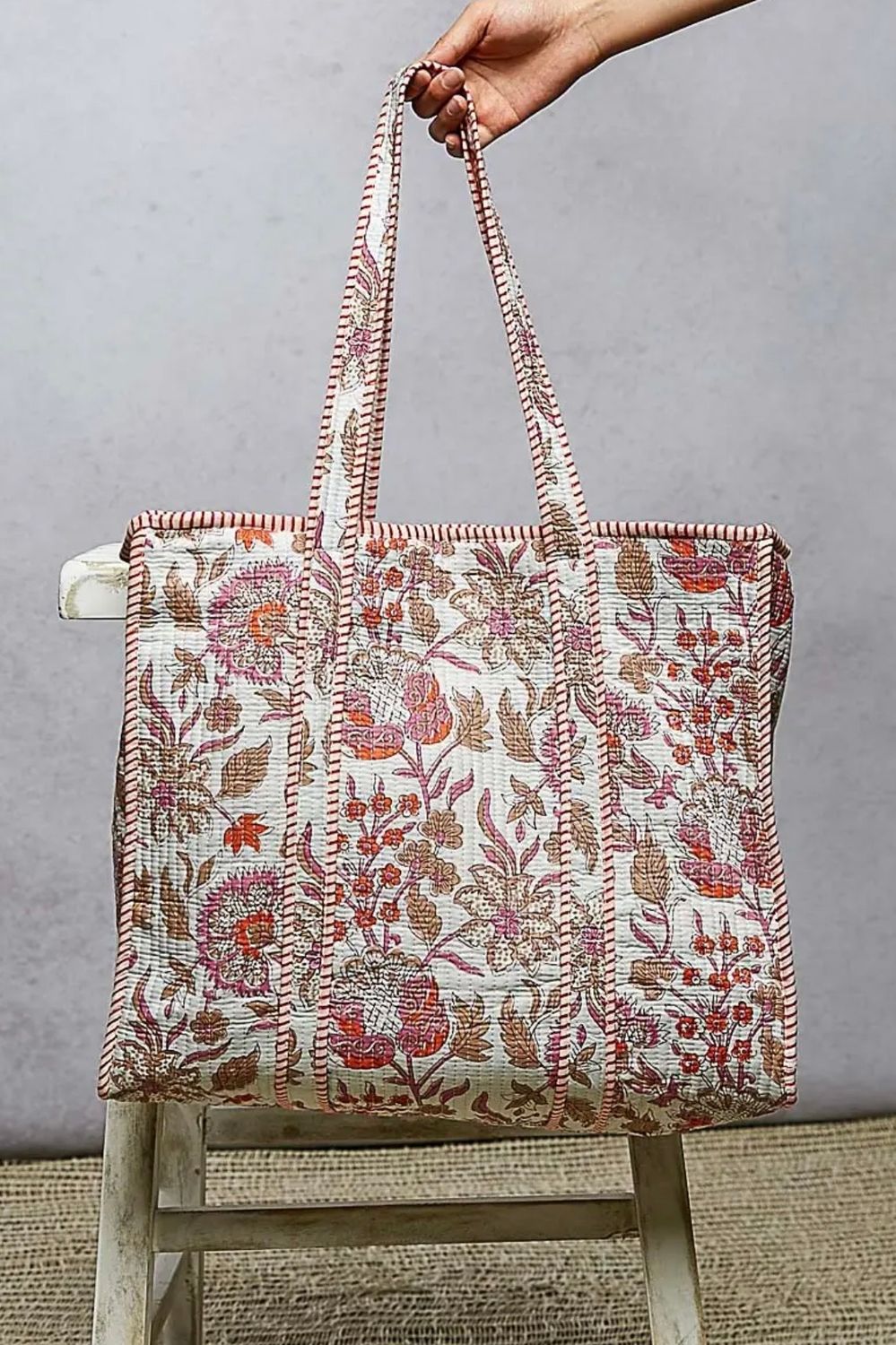 Quilted Tote Bag - Ivory