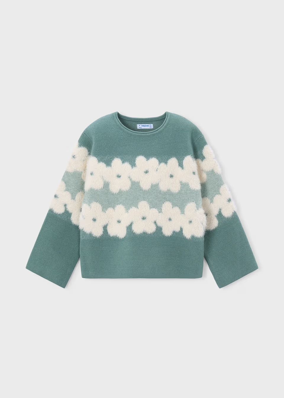 Amina Flower Sweater, Color: Sea, Size: Size 2T