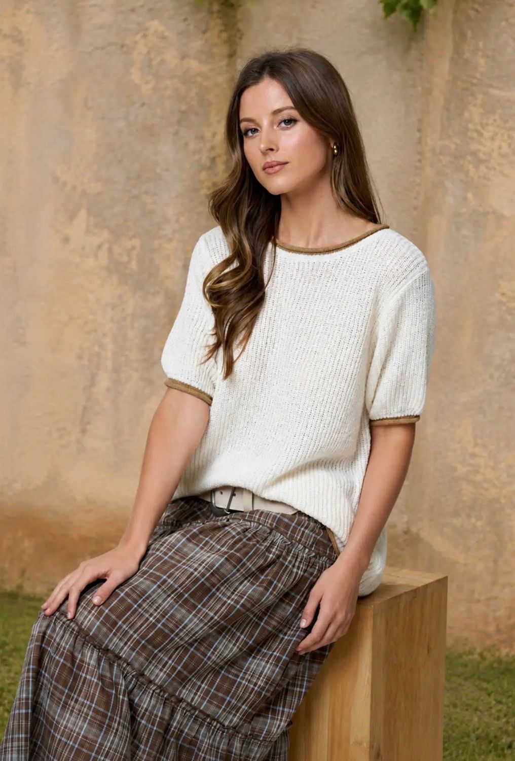 Tonya Ribbed Sweater, Color: Oatmeal, Size: Small