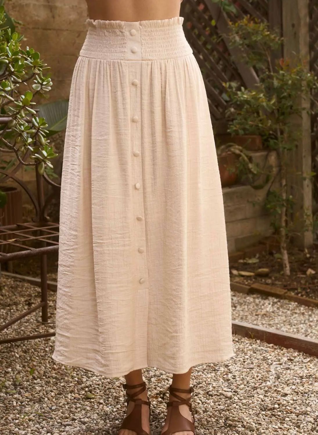 Leslie Smocked Skirt, Color: Natural, Size: Small