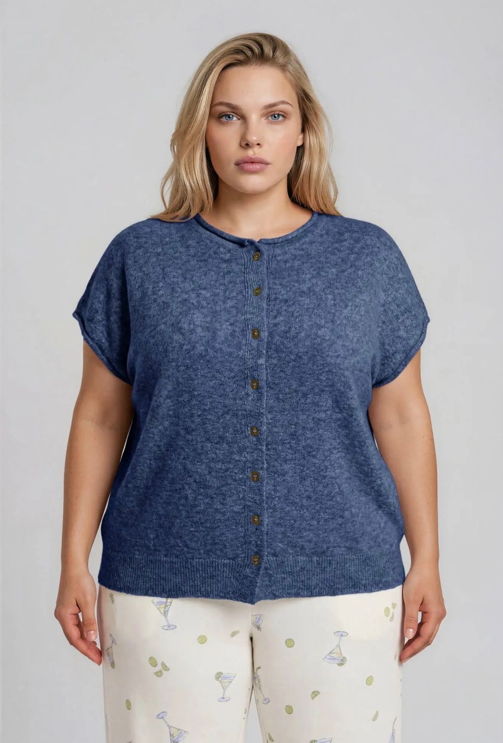 Valerie Plus Cardigan - Denim Blue, Color: Denim Blue, Size: 1X