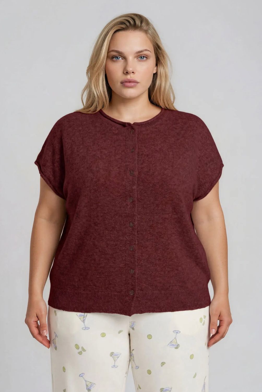 Valerie Plus Cardigan - Burgundy, Color: Burgundy, Size: 1X