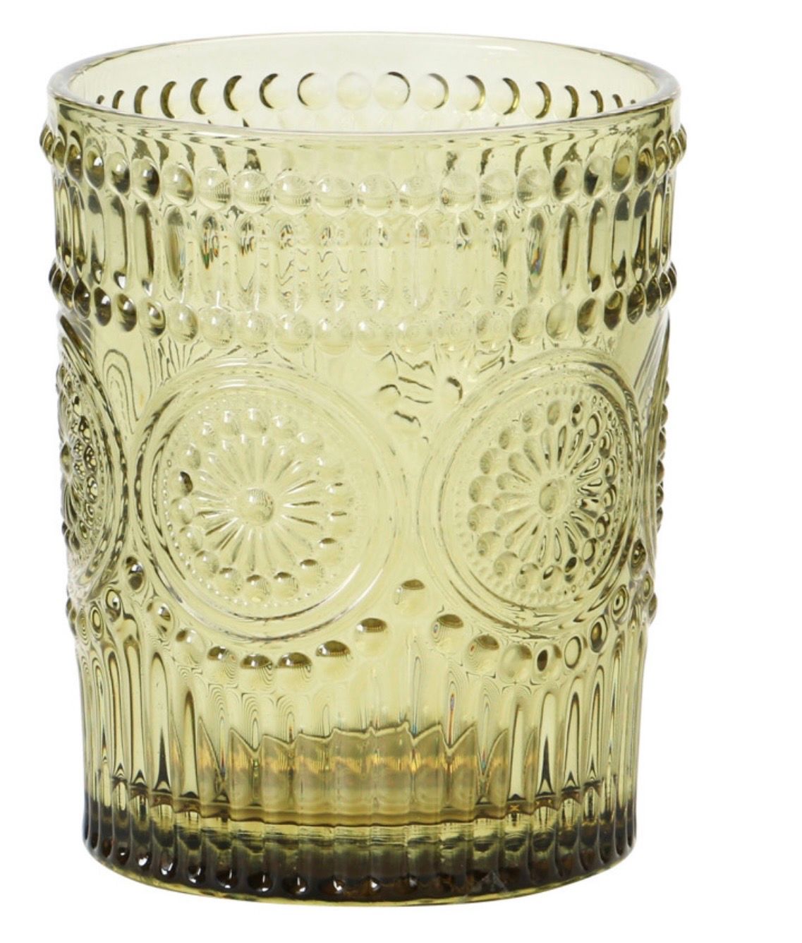 Embossed Colored Drinking Glass, Color: Olive