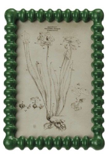 Vintage Picture Frame w/Image, Color: Green