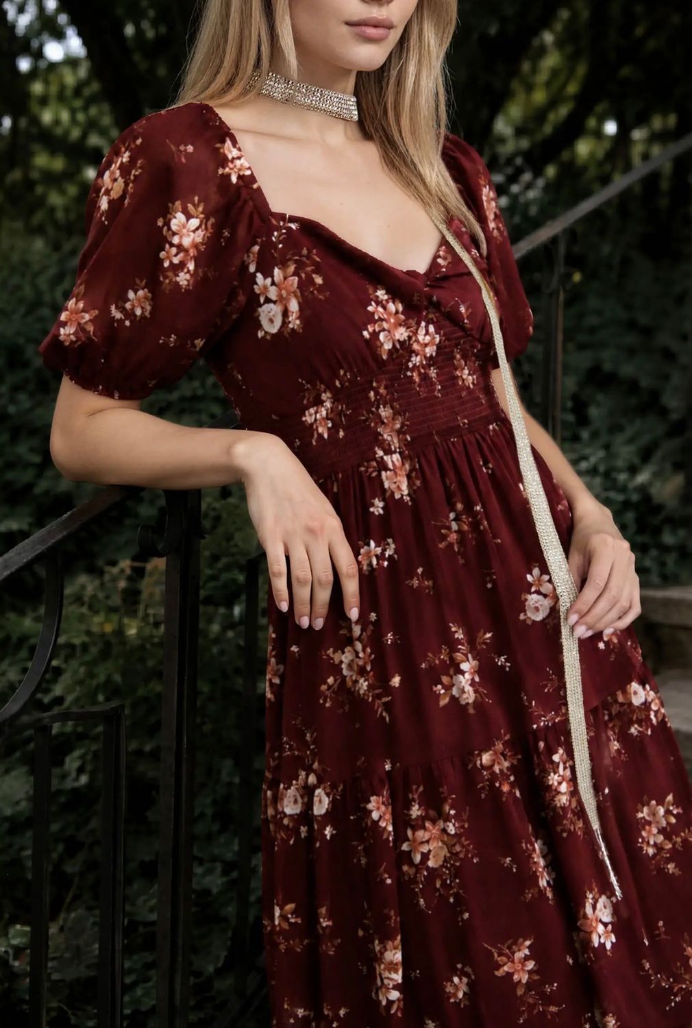 Sweetheart Tiered Dress, Color: Burgundy, Size: Small
