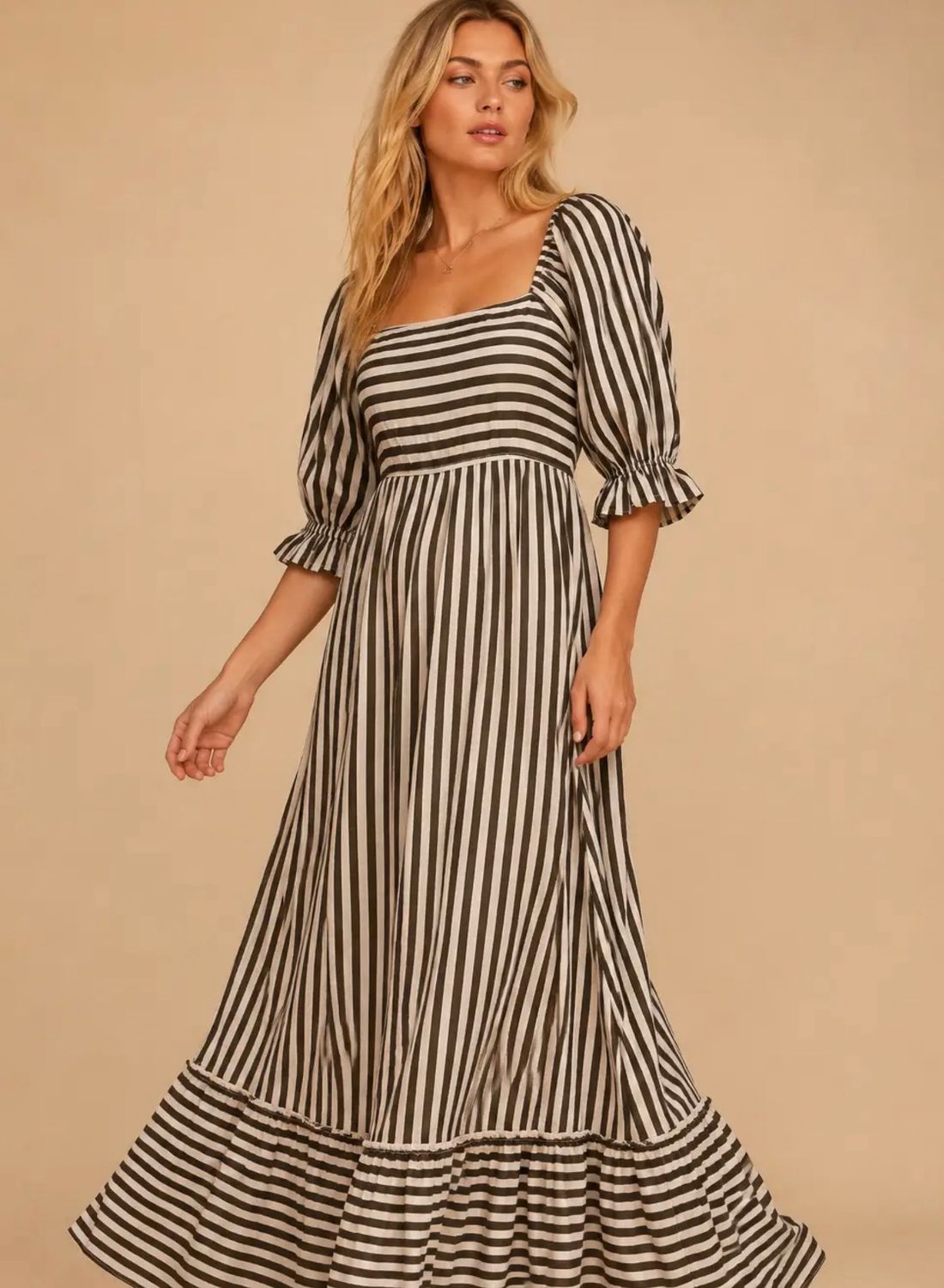 Sharon Stripe Maxi Dress, Color: Chocolate, Size: Small