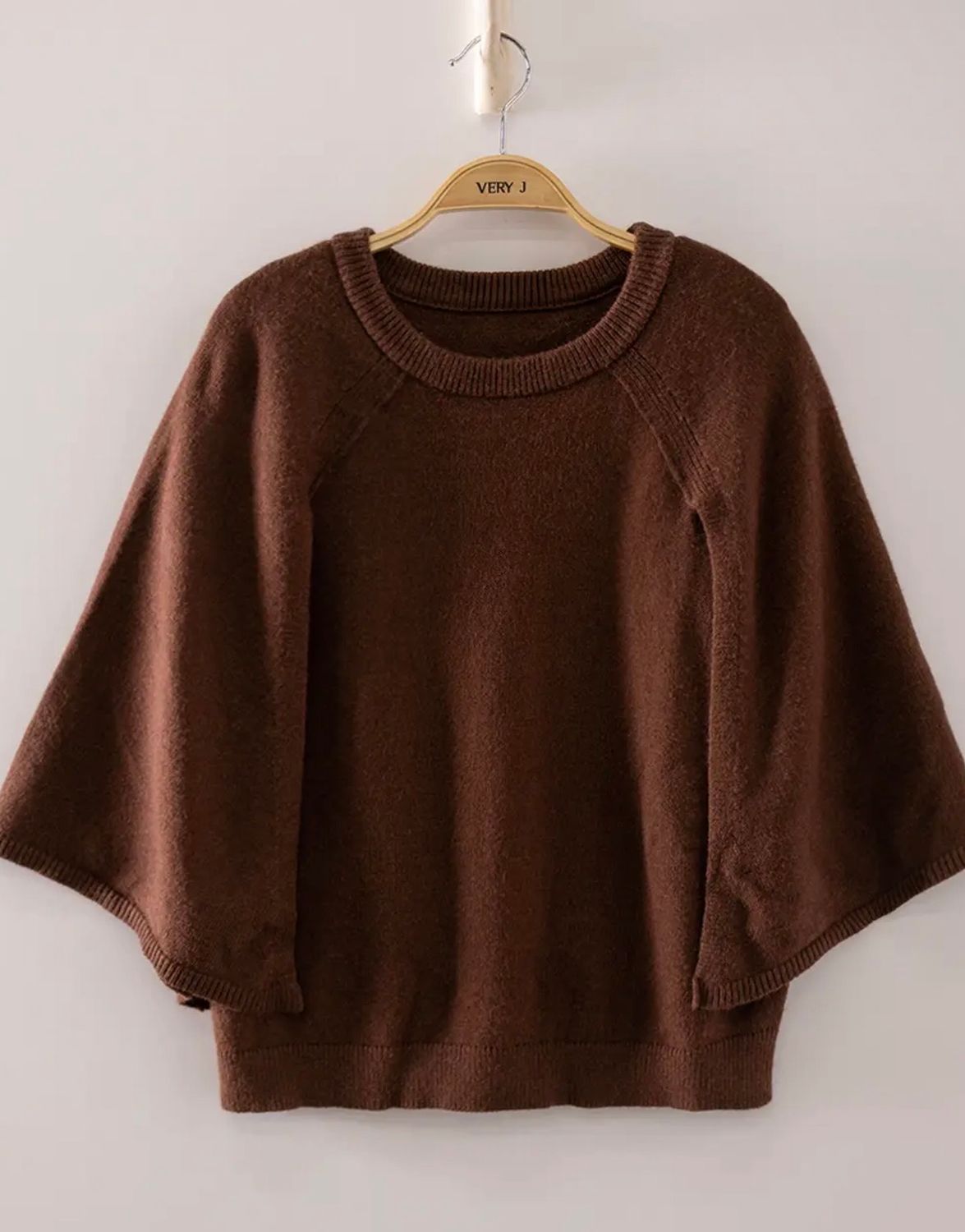 Addie Cape Knit Top, Color: Chocolate, Size: Small