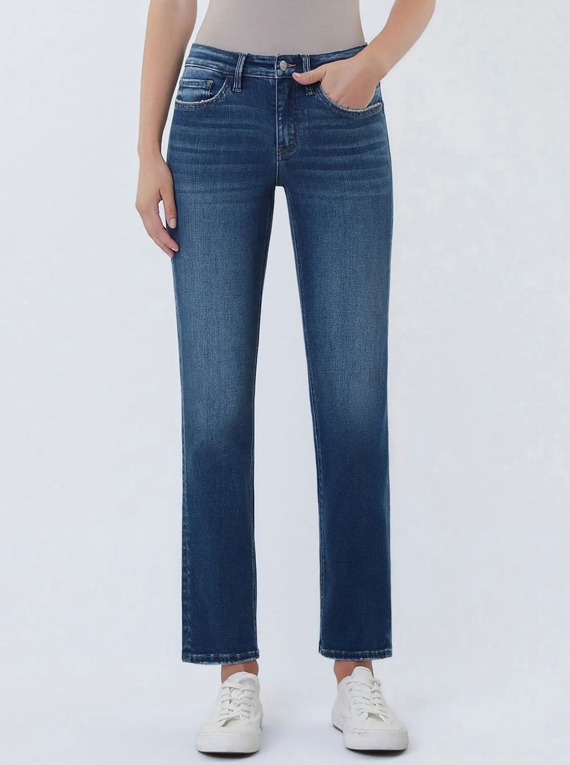 Ankle Slim Straight, Color: Dark Wash, Size: 24/0