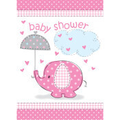 Pink Elephant Girl Baby Shower Invitations