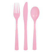 6 set Pink Plastic Cutlery