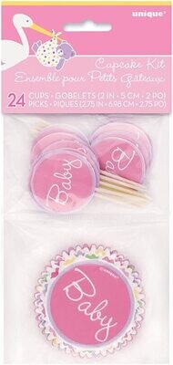 24 ct Stork Baby Shower Cupcake Kit