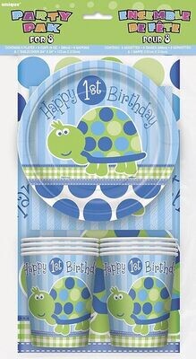 Turtle 1st Birthday Party Tableware Kit