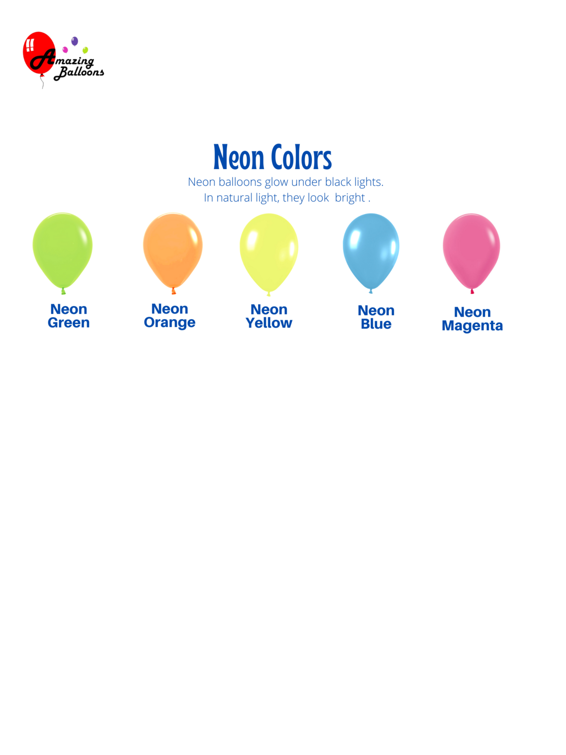 18" Loose Balloons Neon Colors with Helium