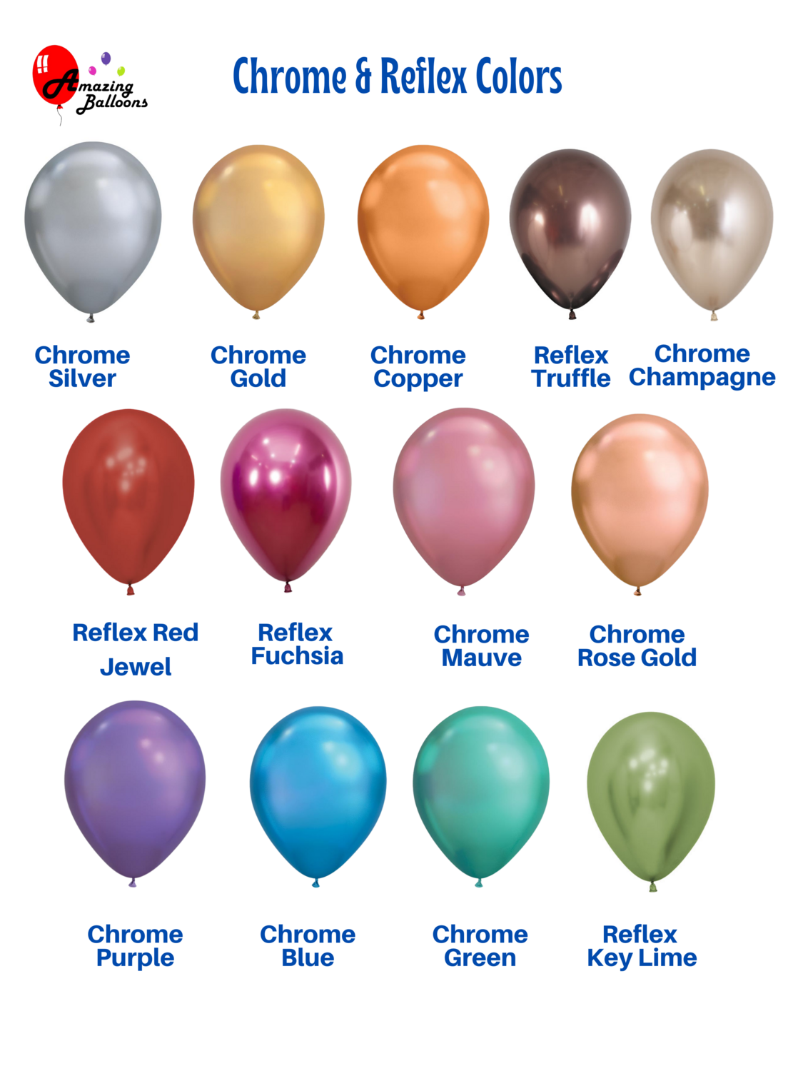24" Loose Chrome Balloons with Helium