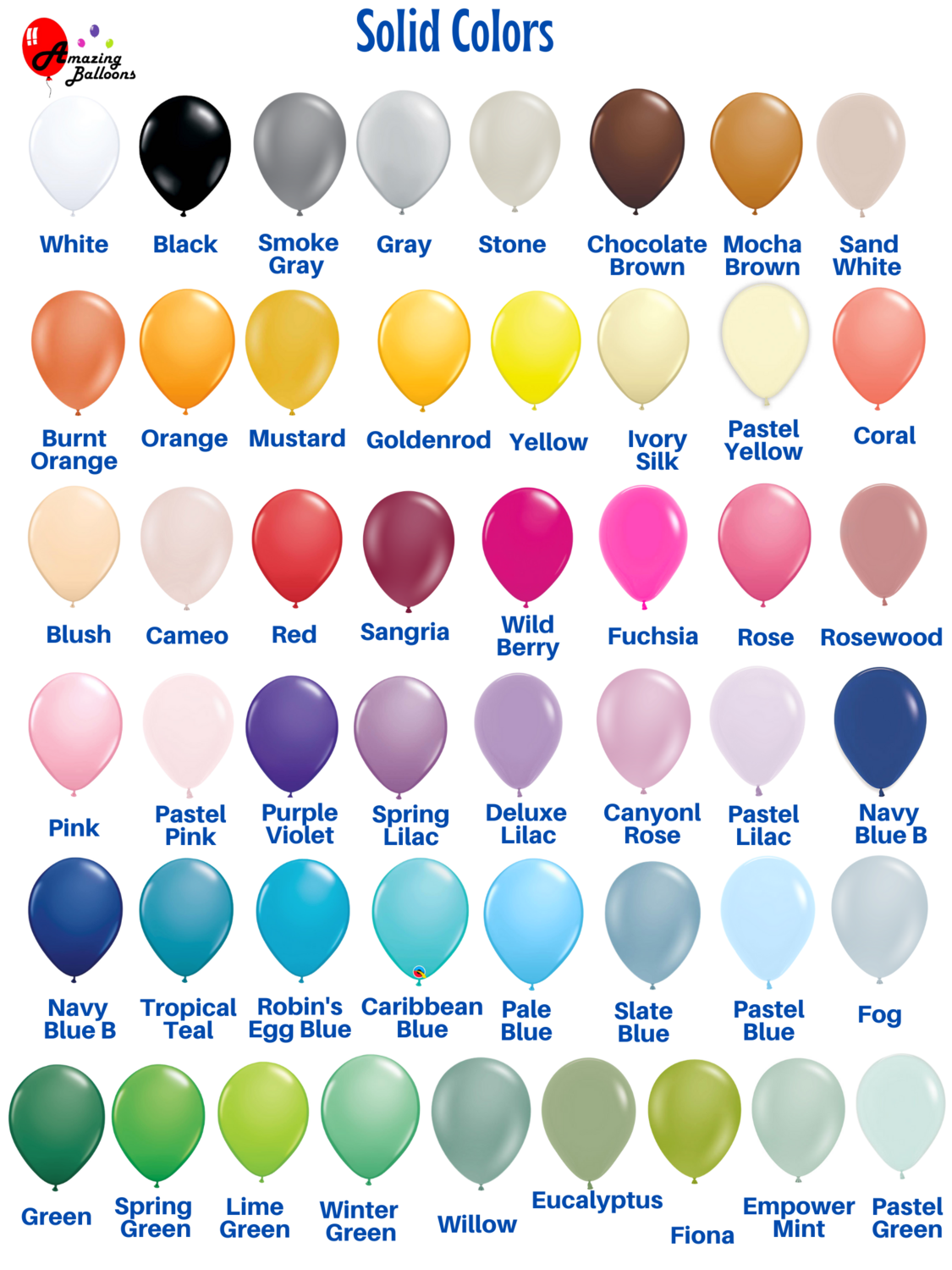 24" Loose  Balloons Solid Colors