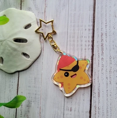 Mr. Pebbles Starfish Holographic Keychain Charm