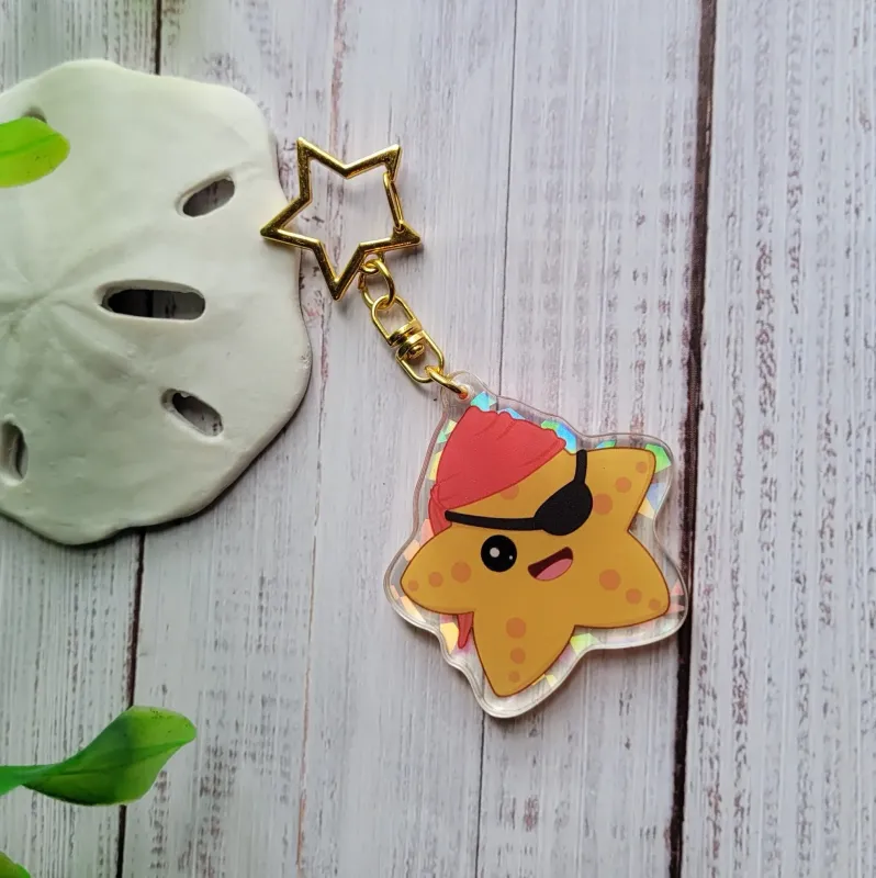Mr. Pebbles Starfish Holographic Keychain Charm