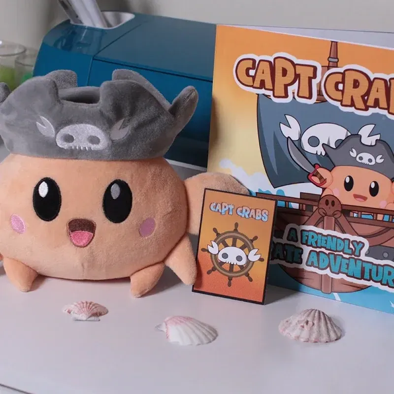 BUNDLE DEAL!! Capt Crabs Plushie, 8" soft cuddly chibi crab + Children's Book - Capt Crabs: a Friendly Pirate Adventure