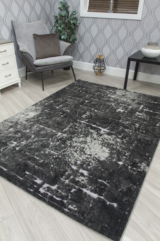 Grey Black Abstract Rug - Bellini Mirage