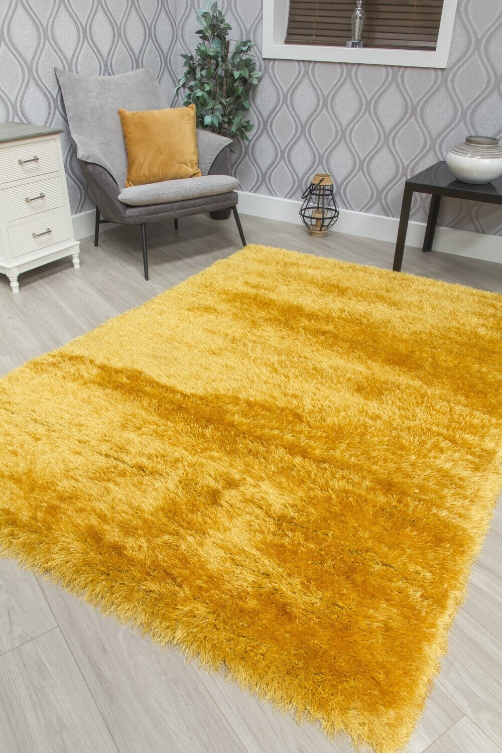 Yellow Shaggy Rug - Bentley