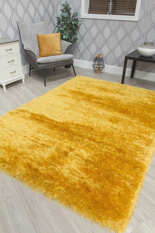 Yellow Shaggy Rug - Bentley