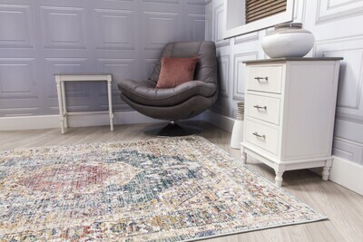 Green Distressed Rug - Boho Medallion