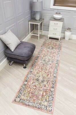 Pink Distressed Rug - Boho Medallion