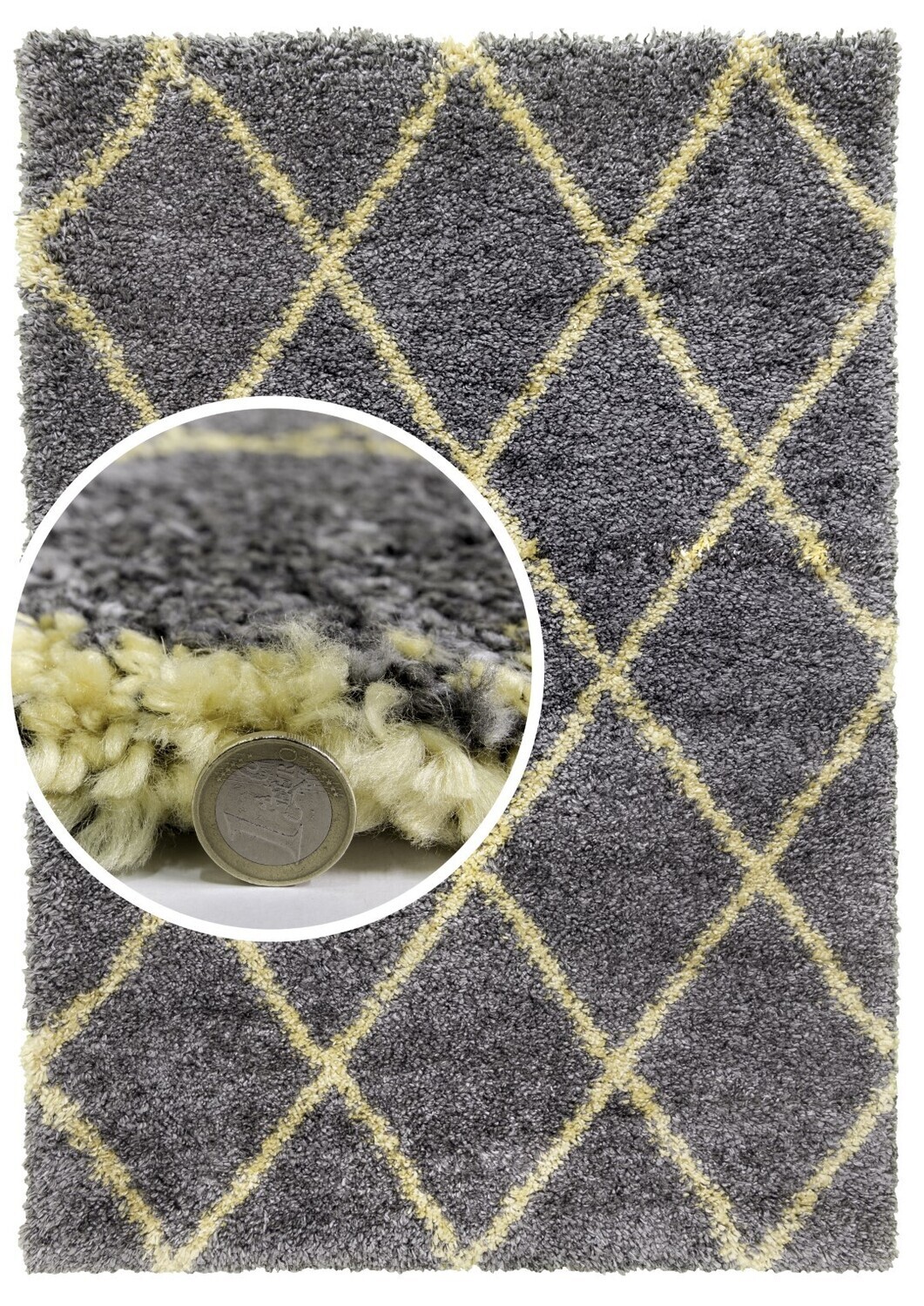 Fantasy Trellis Shaggy - Dark Grey / Yellow