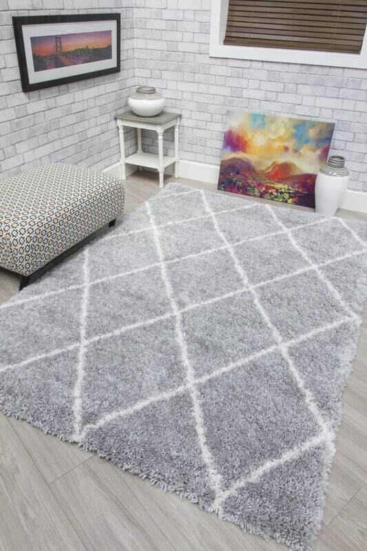 Fantasy Trellis Shaggy - Light Grey / Cream