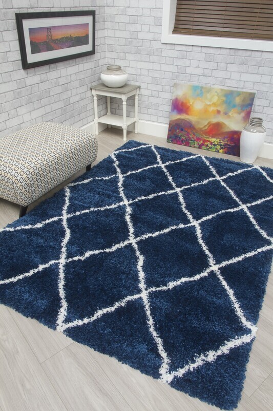 Fantasy Trellis Shaggy - Blue / Cream