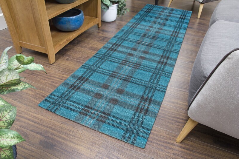 Glendale Tartan Rug - Teal/Grey
