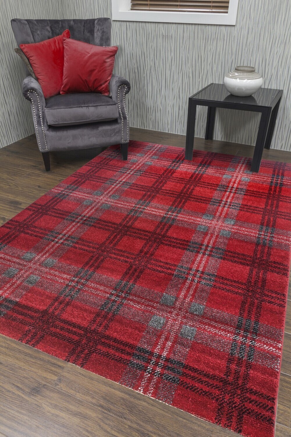 Glendale Tartan Rug - Red/Grey