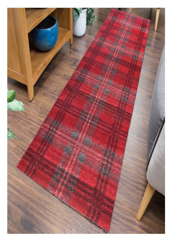 Glendale Tartan Rug - Red/Grey