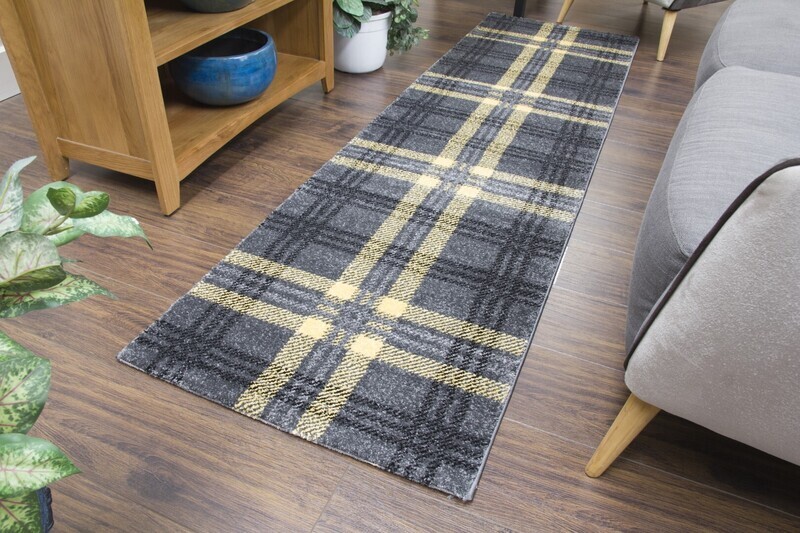 Glendale Tartan Rug - Grey/Yellow