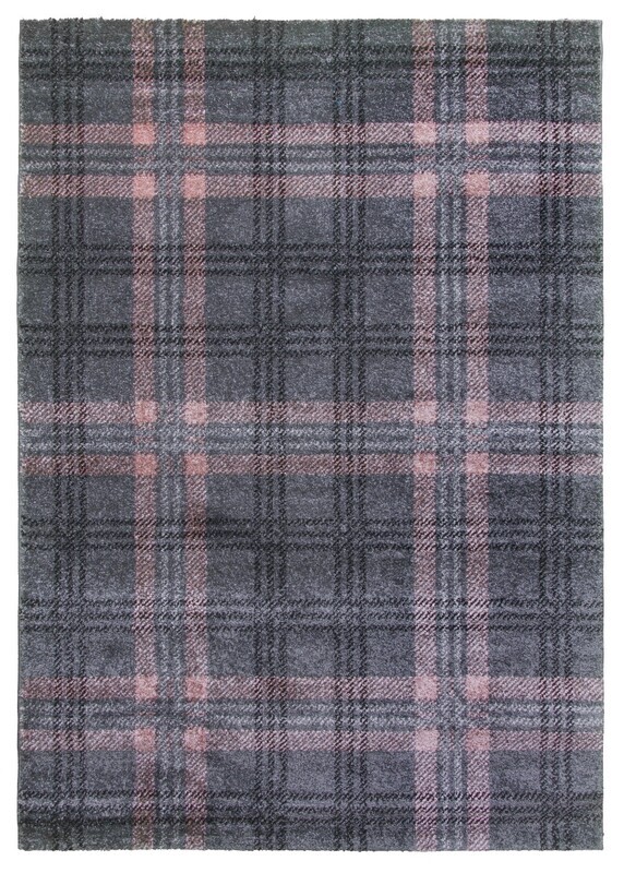 Glendale Tartan Rug - Grey/Pink