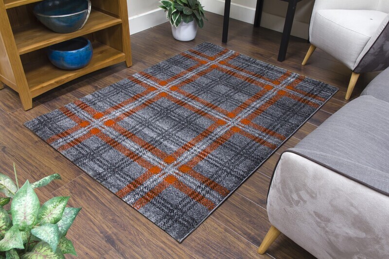 Glendale Tartan Rug - Grey/Terra
