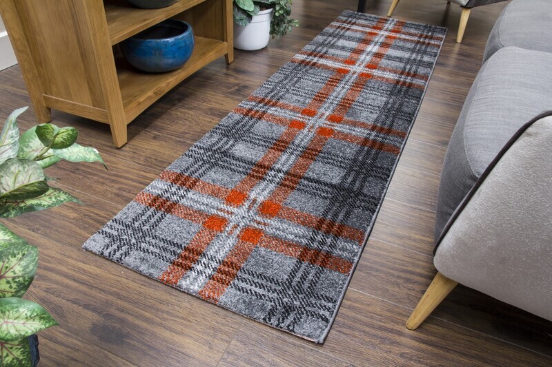 Glendale Tartan Rug - Grey/Terra