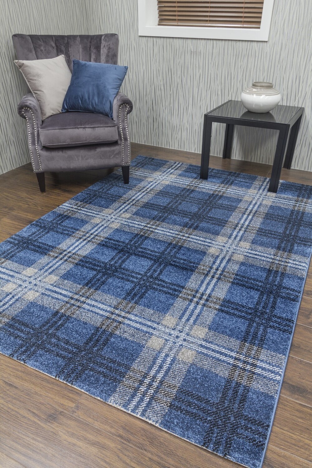 Glendale Tartan Rug - Navy/Grey
